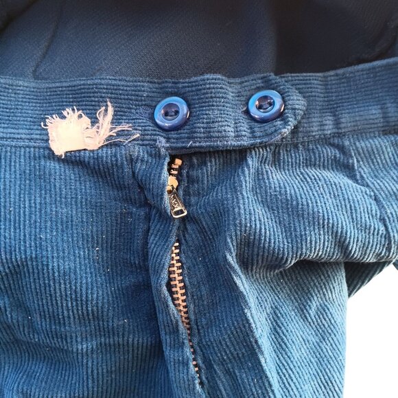 sz 10 Vintage Capris Corduroy High-Waisted Pants Side Zipper Rockabilly Marylin - Picture 5 of 6